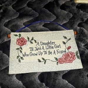 Embroidered daughter wall tapestry, 12 x 8 inches